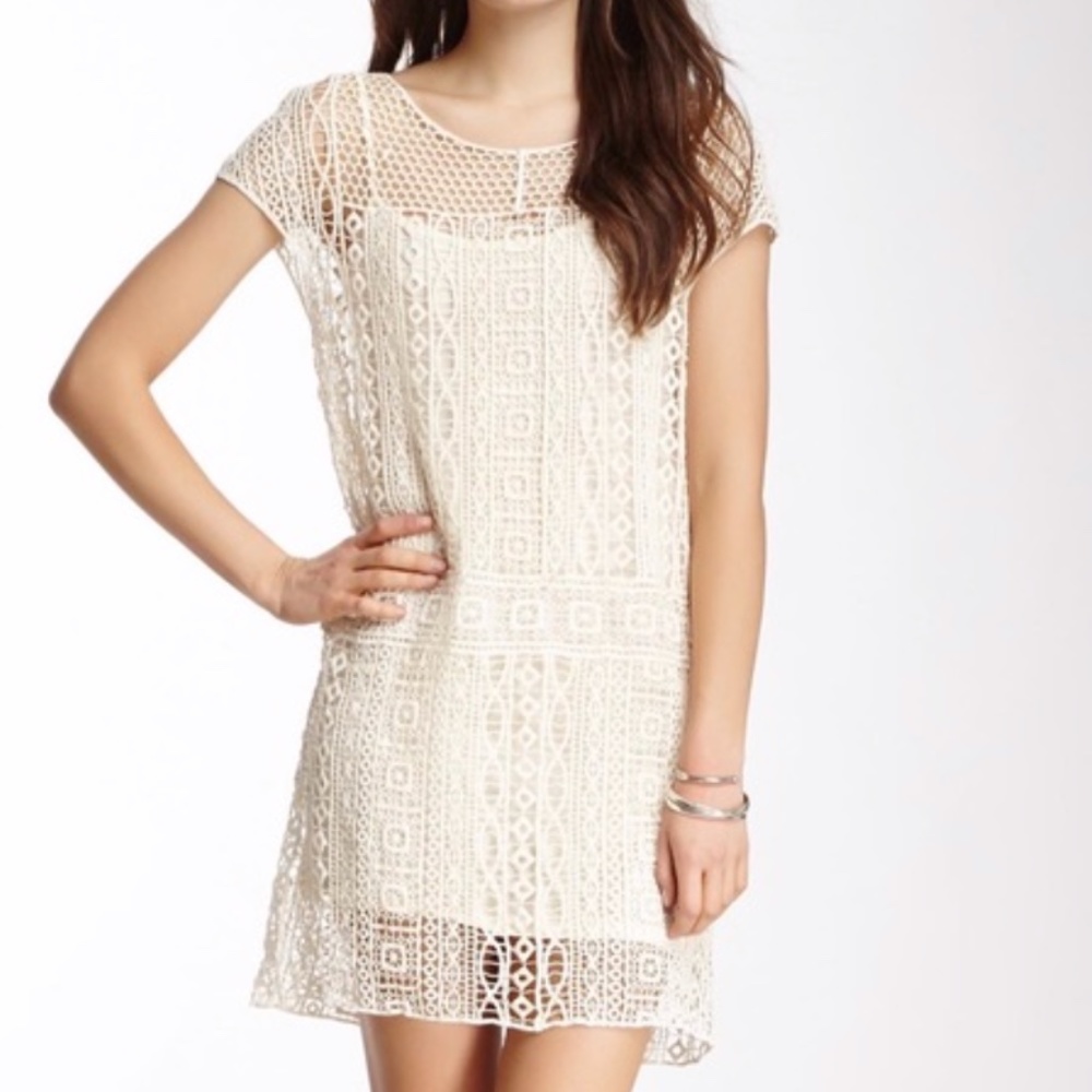 Ella Moss Cream Crochet Lace Midi Dress